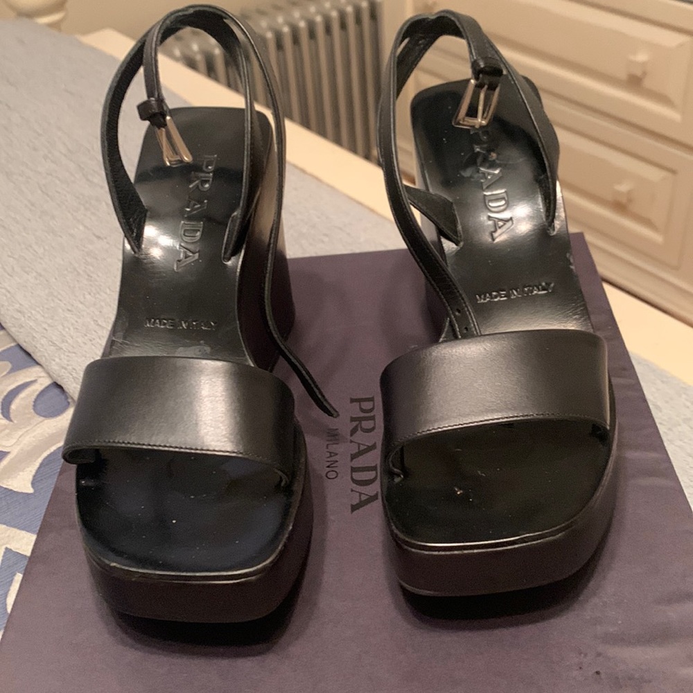 Prada black wedges